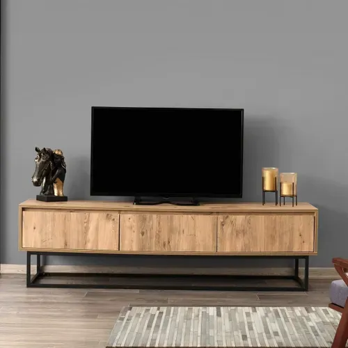 Meuble TV 3 Tiroirs Effet Bois 180 Cm - Breno