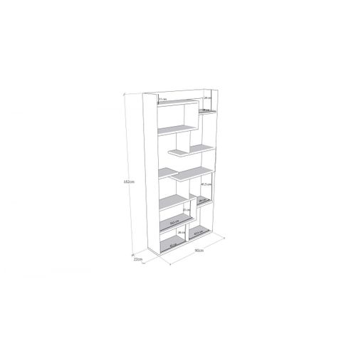 Bibliothèque à Niches Asymétriques Effet Bois 90 Cm - Riva