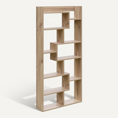 Bibliothèque à Niches Asymétriques Effet Bois 90 Cm - Riva