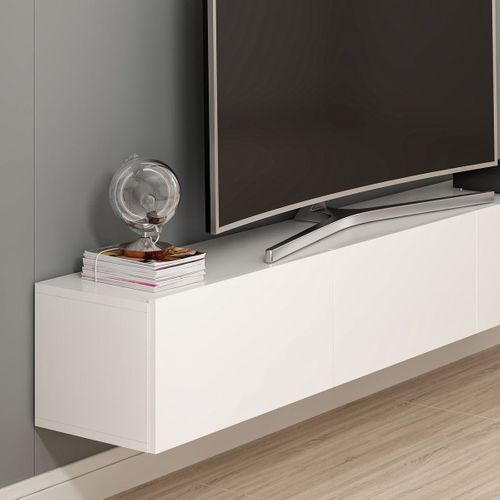 Meuble TV Suspendu 3 Portes Blanc 180 Cm - Veria