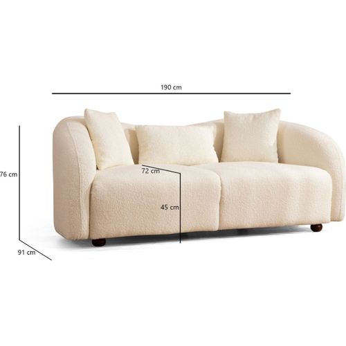 Canapé Arrondi 2 Places En Tissu Bouclé Beige - Bruno