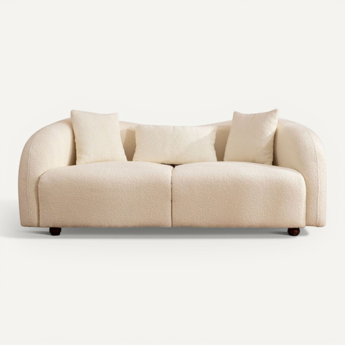 Canapé Arrondi 2 Places En Tissu Bouclé Beige - Bruno