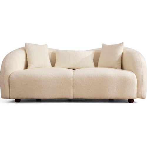 Canapé Arrondi 2 Places En Tissu Bouclé Beige - Bruno