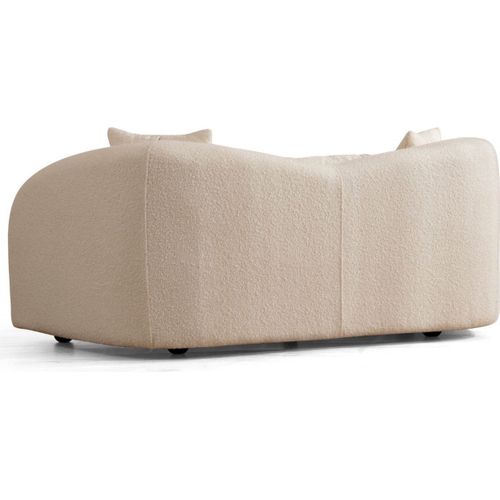 Canapé Arrondi 2 Places En Tissu Bouclé Beige - Bruno