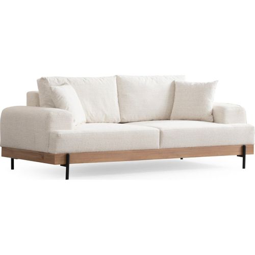 Canapé Droit 3 Places En Tissu Beige - Giada