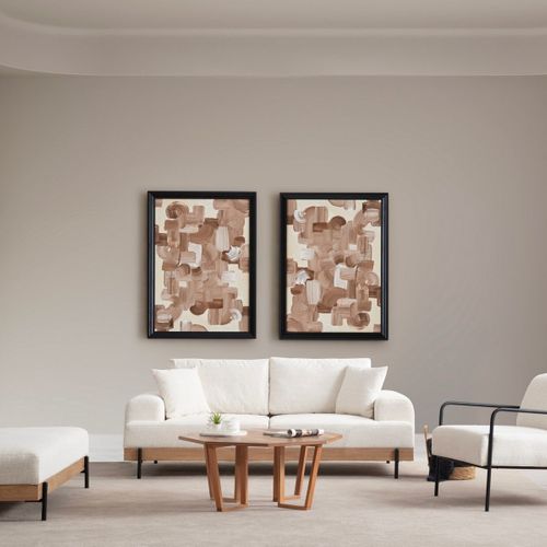 Canapé Droit 3 Places En Tissu Beige - Giada