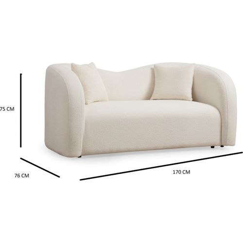 Canapé Arrondi 2 Places En Tissu Bouclé Beige - Miro