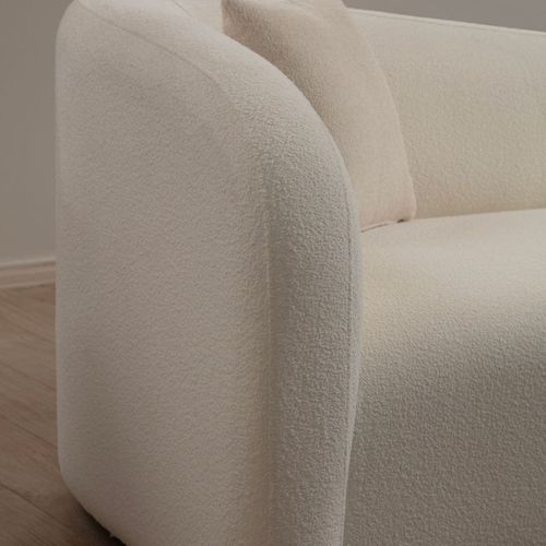 Canapé Arrondi 2 Places En Tissu Bouclé Beige - Miro