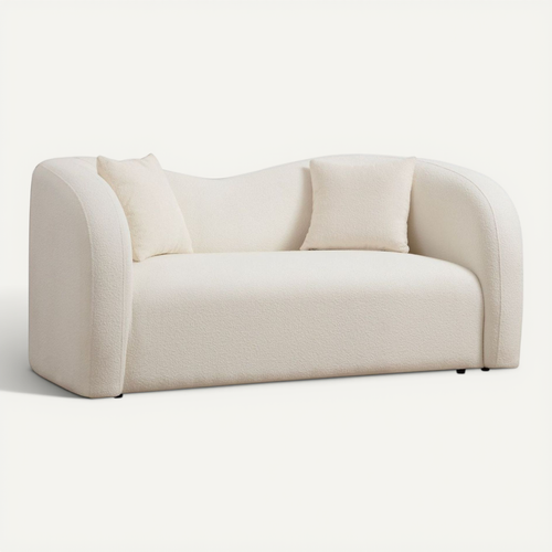 Canapé Arrondi 2 Places En Tissu Bouclé Beige - Miro