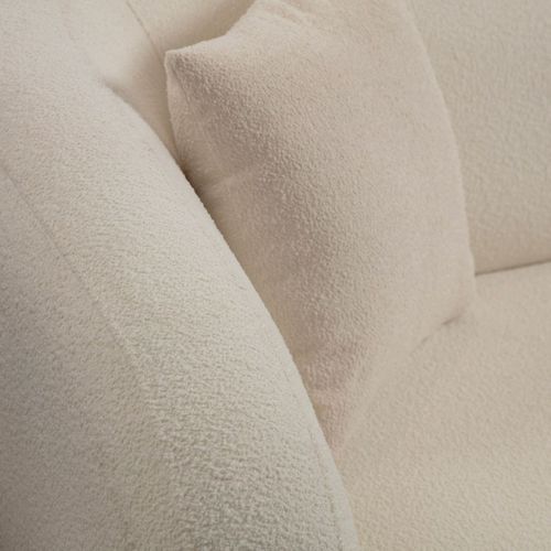 Canapé Arrondi 2 Places En Tissu Bouclé Beige - Miro