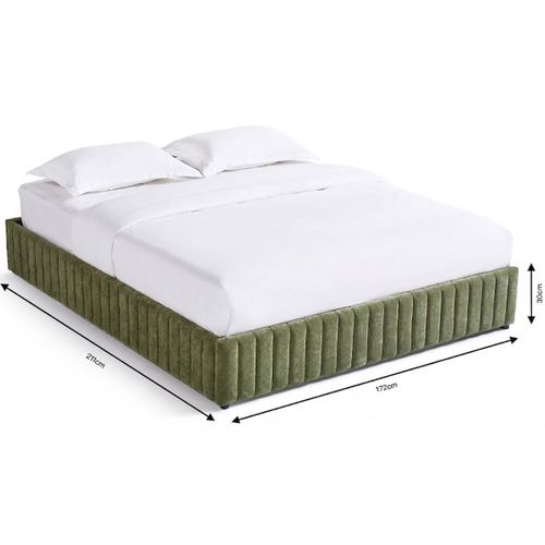 Lit Coffre Adulte 160x200 Cm En Tissu Chenille Vert Kaki - Balto