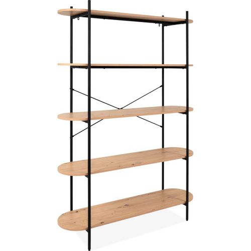 Etagère 5 Niveaux Noir Et Effet Chêne 120 Cm - Vara