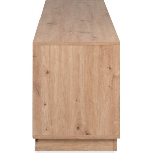 Meuble TV 2 Portes 2 Tiroirs Effet Chêne Et Blanc Brillant 172 Cm - Nalen