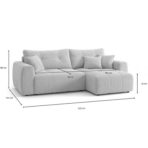 Canapé D'angle Réversible Convertible 4 Places En Velours Côtelé Vert Kaki - Alba
