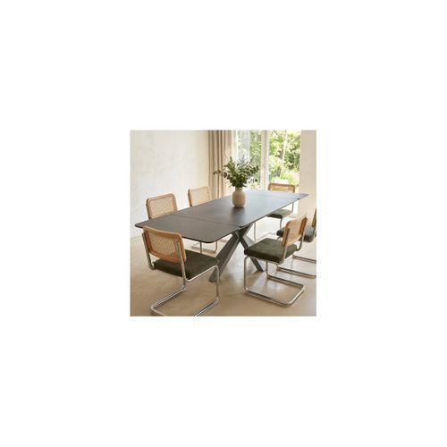 Table À Manger Extensible 8/10 Couverts En Céramique Gris Anthracite 180/260x100 Cm - Stromboli