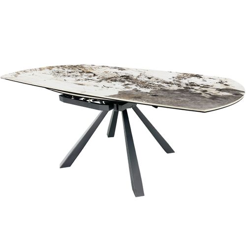 Table À Manger Extensible Automatique 6/8 Couverts En Céramique Effet Marbre Gris - Mugla