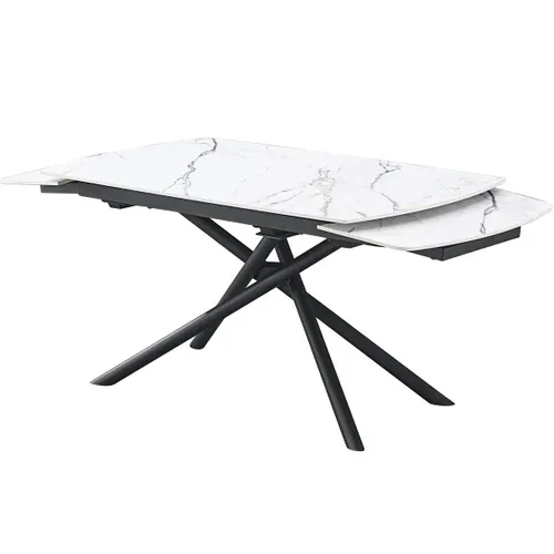 Table À Manger Extensible 6/8 Couverts En Céramique Effet Marbre Blanc 140/200x90 Cm - Hydra