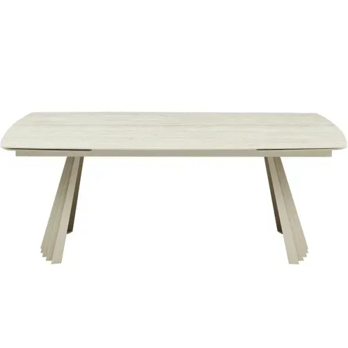 Table À Manger Extensible 8/12 Couverts En Céramique Effet Travertin 200/300x100 Cm - Bruma