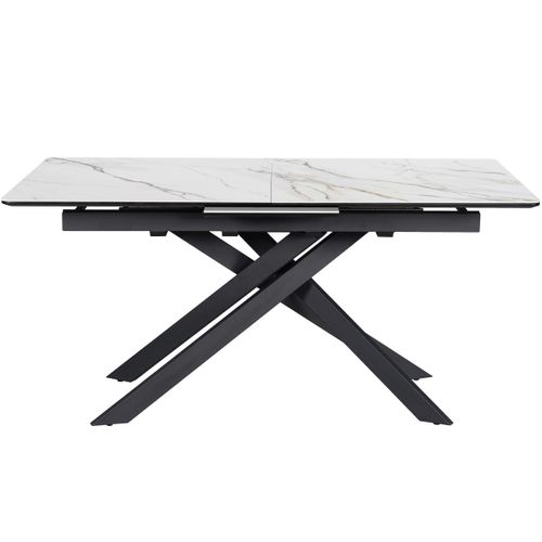 Table à Manger Extensible 6/8 Couverts En Céramique Effet Marbre Blanc 160/200x89,5 Cm - Sivas