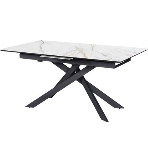 Table à Manger Extensible 6/8 Couverts En Céramique Effet Marbre Blanc 160/200x89,5 Cm - Sivas
