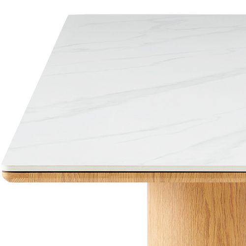Table À Manger 8 Couverts En Céramique Effet Marbre Blanc 180x90 Cm - Kaolin