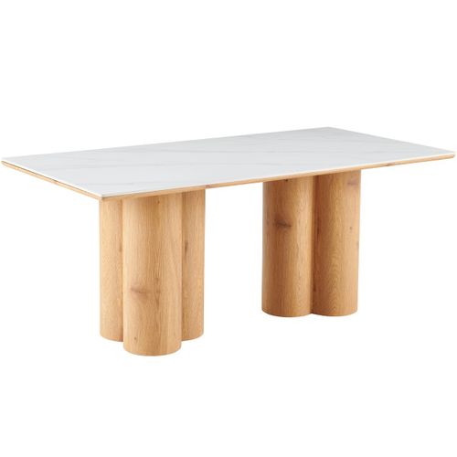 Table À Manger 8 Couverts En Céramique Effet Marbre Blanc 180x90 Cm - Kaolin