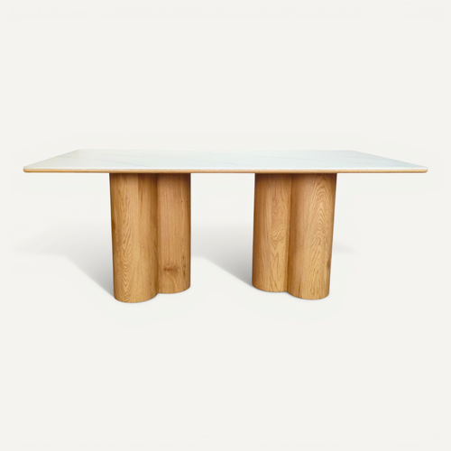 Table À Manger 8 Couverts En Céramique Effet Marbre Blanc 180x90 Cm - Kaolin
