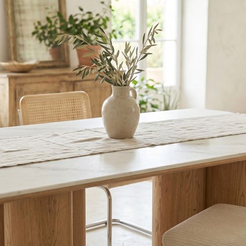 Table À Manger 8 Couverts En Céramique Effet Marbre Blanc 180x90 Cm - Kaolin
