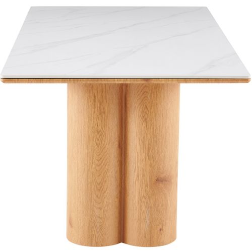 Table À Manger 8 Couverts En Céramique Effet Marbre Blanc 180x90 Cm - Kaolin