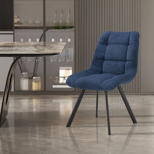 Chaise De Salle à Manger En Tissu Bleu Zelie (lot De 2)