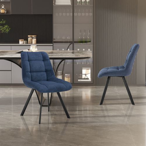 Chaise De Salle à Manger En Tissu Bleu Zelie (lot De 2)