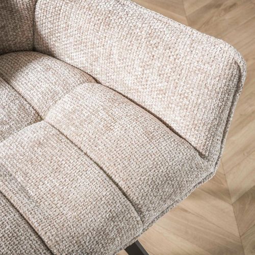 Chaise Pivotante En Tissu Beige Avec Accoudoirs Tof (lot De 2)