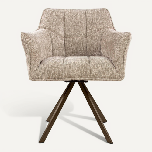 Chaise Pivotante En Tissu Beige Avec Accoudoirs Tof (lot De 2)