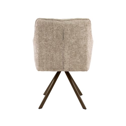 Chaise Pivotante En Tissu Beige Avec Accoudoirs Tof (lot De 2)
