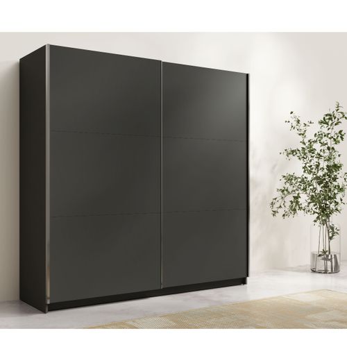 Armoire Dressing Grise Avec Portes Coulissantes 150cm Kas