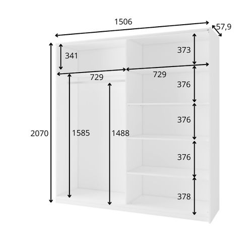 Armoire Dressing Grise Avec Portes Coulissantes 150cm Kas