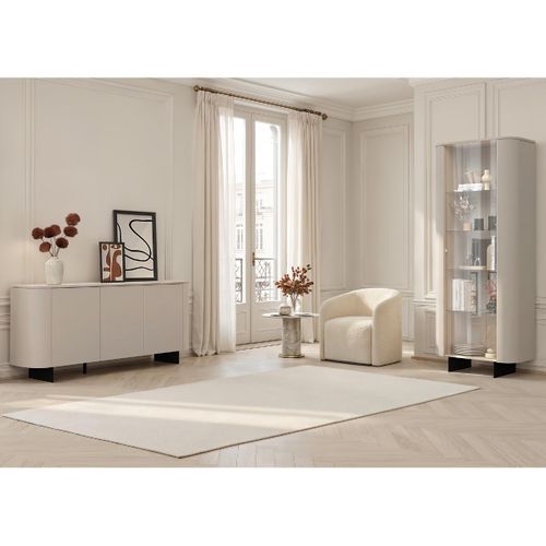 Buffet Bas Arrondi 3 Portes Beige Cachemire 180cm Isabela