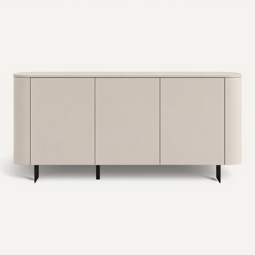Buffet Bas Arrondi 3 Portes Beige Cachemire 180cm Isabela