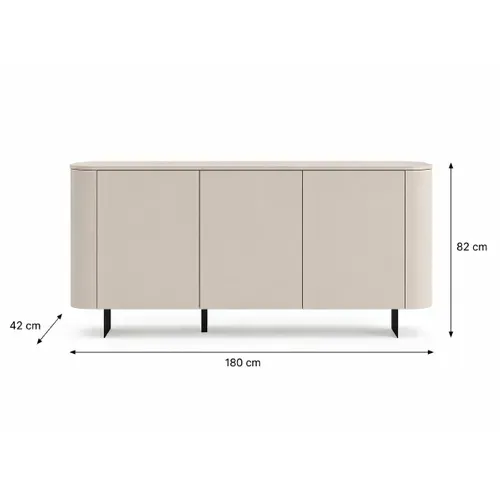Buffet Bas Arrondi 3 Portes Beige Cachemire 180cm Isabela