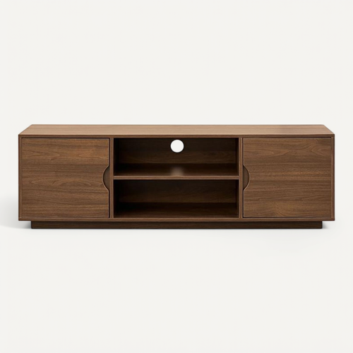 Meuble TV Scandinave 140cm 2 Portes Finition Noyer Sven
