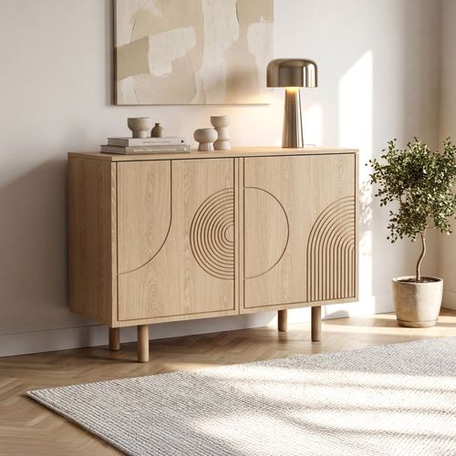 Buffet Scandinave 100cm 2 Portes Finition Chêne Saskia