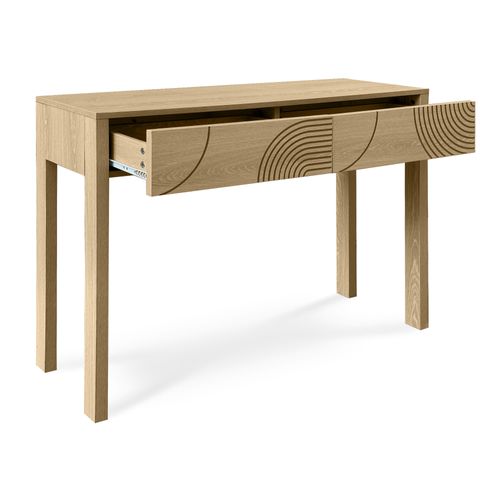 Console Scandinave 100cm 2 Tiroirs Finition Chêne Saskia - Table ...