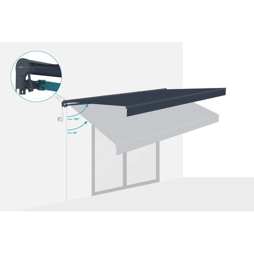 Store Banne Motorisé à LED Semi-coffre Structure Grise Fazzio 5x3m Toile Structure Grise