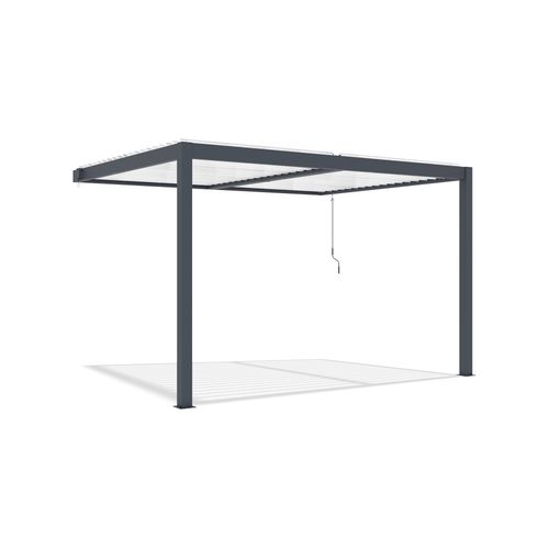 Pergola Bioclimatique 4x3m Adossée Agosta Hauteur 250cm - Aluminium Gris Lames Blanches