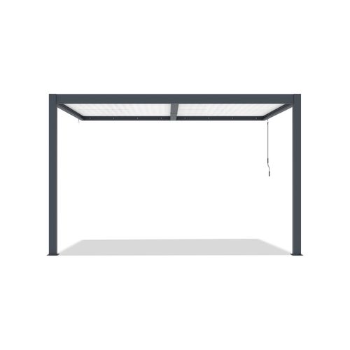 Pergola Bioclimatique 4x3m Adossée Agosta Hauteur 250cm - Aluminium Gris Lames Blanches