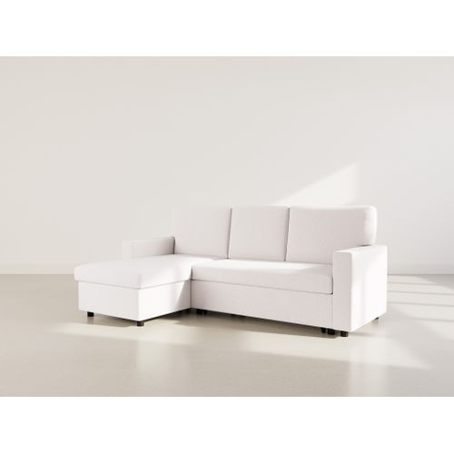 Canapé Angle Réversible Convertible 4 Places Meiya En Tissu Bouclette Beige