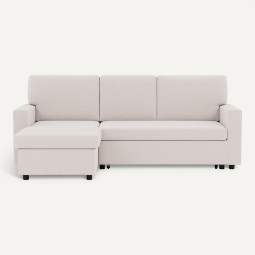 Canapé Angle Réversible Convertible 4 Places Meiya En Tissu Bouclette Beige