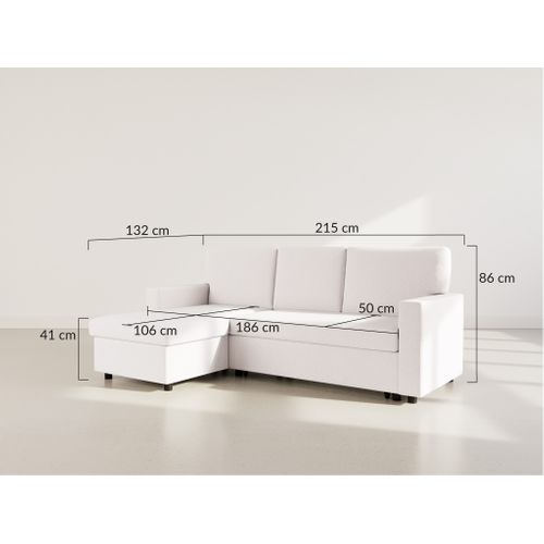 Canapé Angle Réversible Convertible 4 Places Meiya En Tissu Bouclette Beige