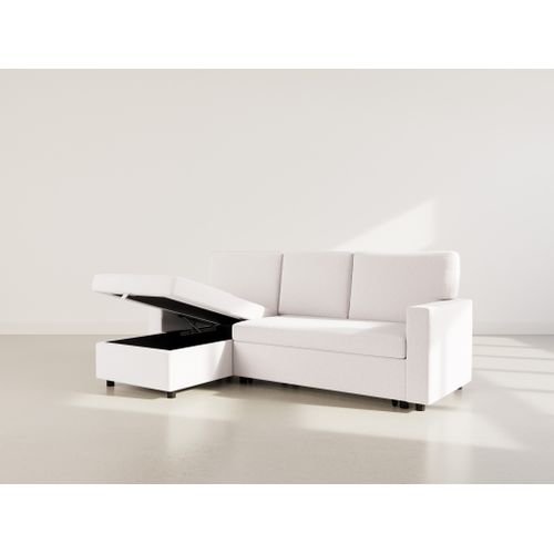 Canapé Angle Réversible Convertible 4 Places Meiya En Tissu Bouclette Beige