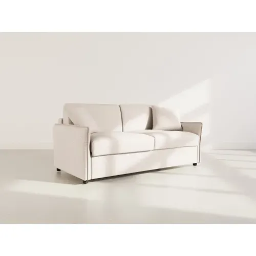 Canapé Droit Convertible 3 Places Adele En Tissu Texturé Beige
